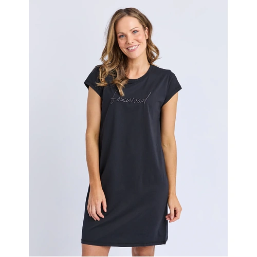 Foxwood Signature Embroidery Tee Dress - Black