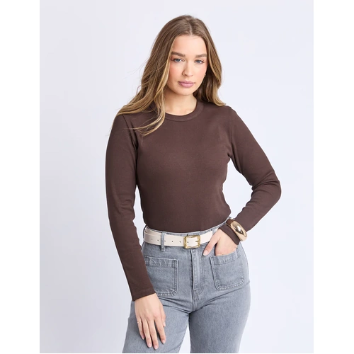 Foxwood Scoop L/S Rib - Coffee
