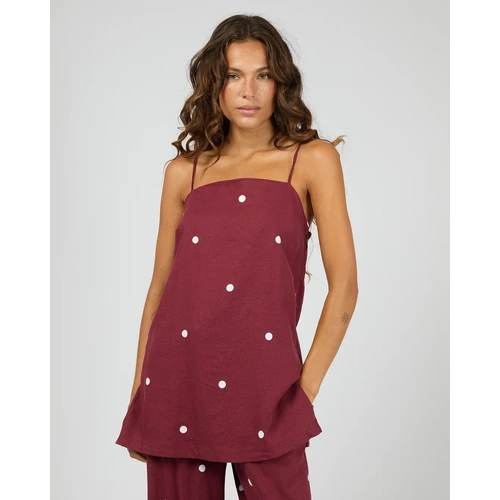 Silent Theory Bordeaux Tunic Top - Cherry