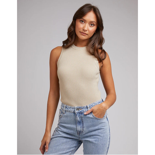 Silent Theory Ellie Knit Tank - Beige [Size: 10]