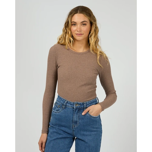 Silent Theory Rib Long Sleeve Tee - Brown