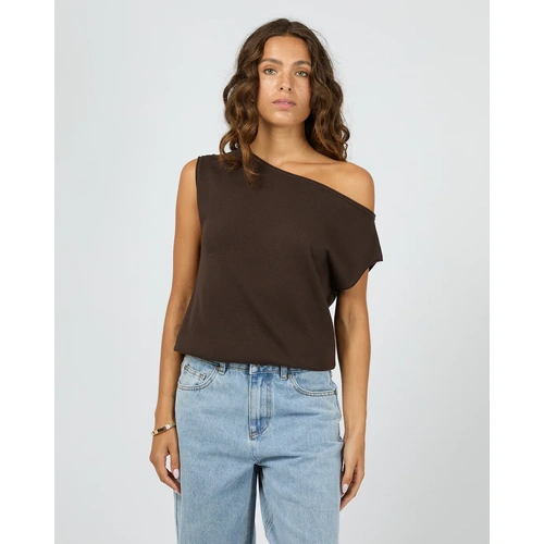 Silent Theory Ellis Off The Shoulder Top - Chocolate [Size: 10]