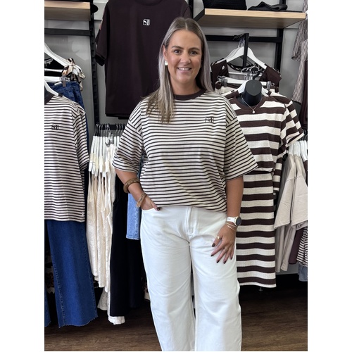 Silent Theory Foundation Stripe S/S Tee - Chocolate