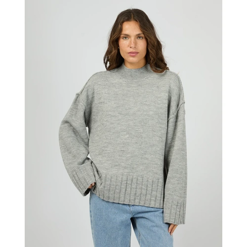 Silent Theory Lotus Knit Jumper - Grey Marle