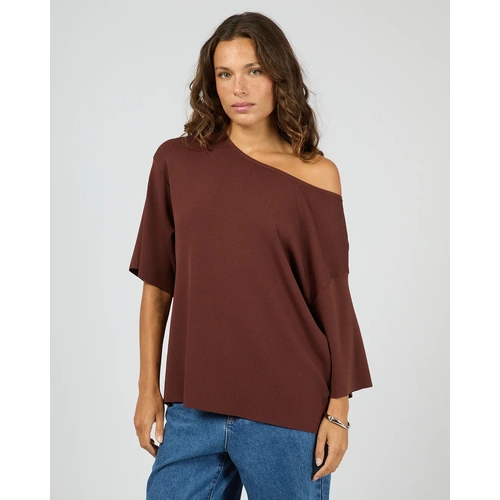 Silent Theory Ollie Off Shoulder Knit Top - Cherry