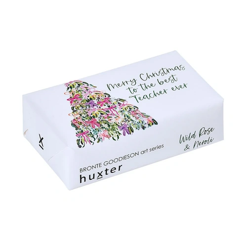 Huxter Bow Xmas Tree Best Teacher Ever Soap - Wild Rose & Neroli