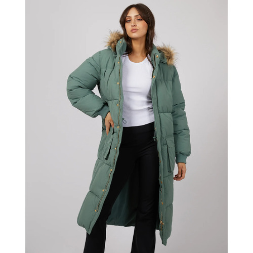 All About Eve Active Fur Longline Puffer - Green [Size: 10]