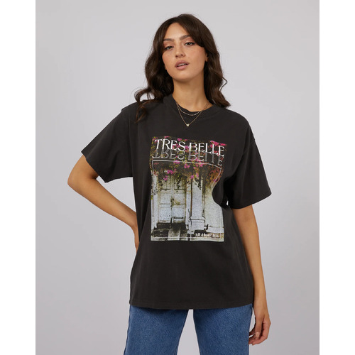 All About Eve Belle Oversized Tee - Washed Black [Size: 10]