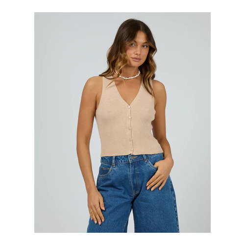 All About Eve Henley Knit Vest - Oat [Size: 8]