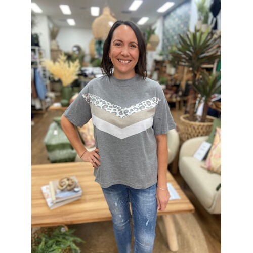 All About Eve-Angled Cheetah Tee-Washed Black [Size: 10]