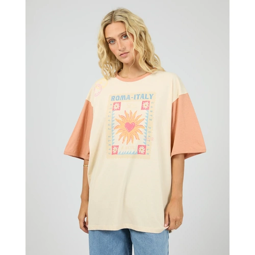 All About Eve Postcards Oversized Tee - Vanilla [size: 8]