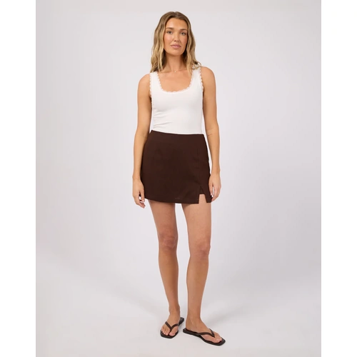 All About Eve Fern Linen Skort - Brown