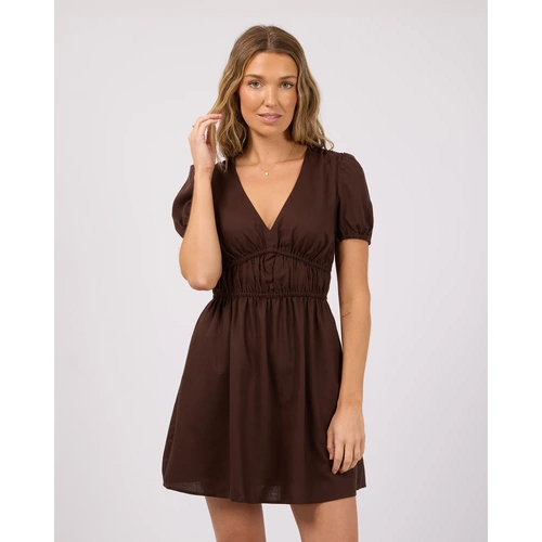 All About Eve Fern Linen S/S Dress - Brown