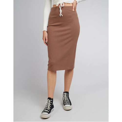 All About Eve AAE Rib Midi Skirt - Brown [Size : 10]