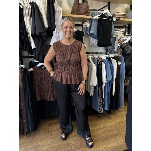 All ABout Eve Lou Lou Tie Top - Brown [Size: 10]