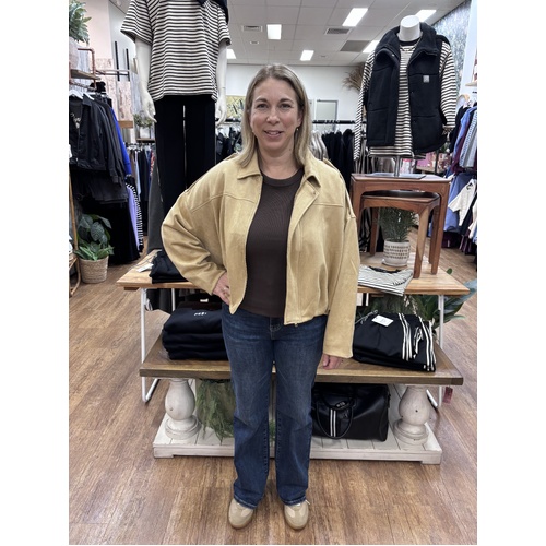 Smaibulun Suede Gather Hem Bomber - Beige