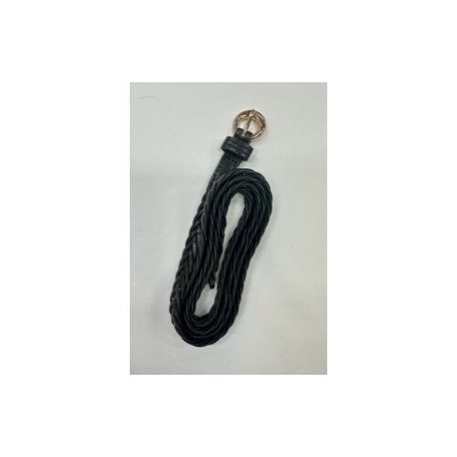 Adorne-Fine loop Through Leather Plait Belt-Black