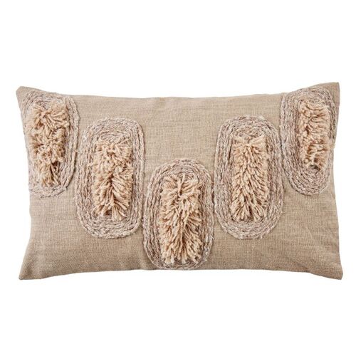 Amalfi Embelished Linen Cushion 30X50cm - Brown