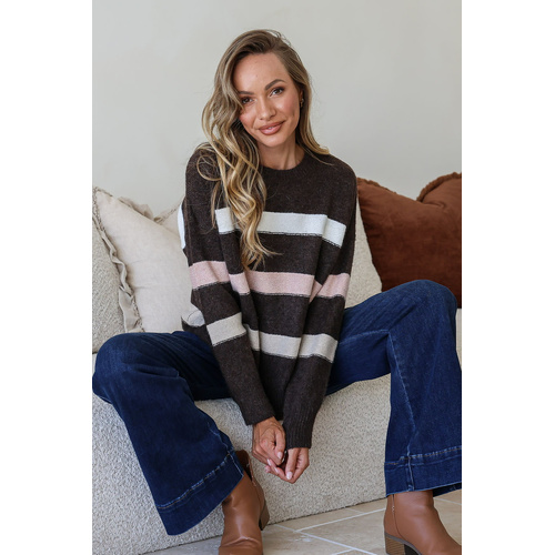 Miss Marlow Stripe Aspen Knit - Chocolate [Size: M/L]