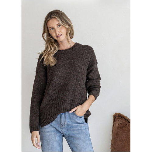 Miss Marlow Oslo Rib Detail Knit - Chocolate