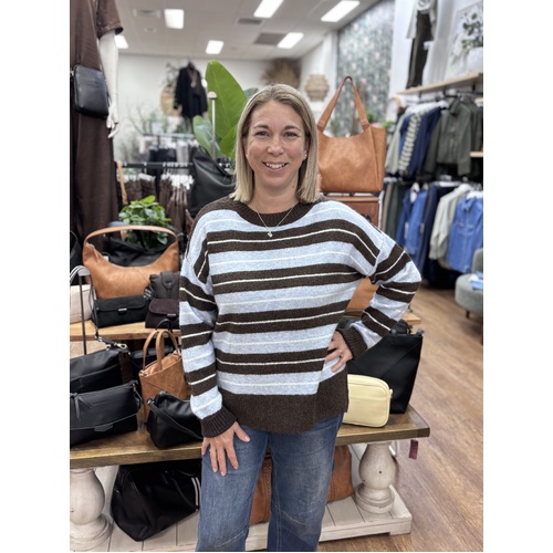 Miss Marlow Stripe Bedford Knit - Choc/Blue