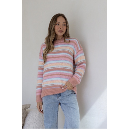 Miss Marlow June Sunset Stripe Knit - Terracotta Stripe [Size: M/L]