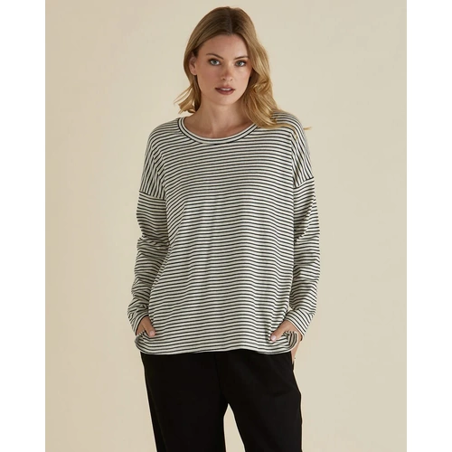 Betty Basics Brixley Long Sleeve Top - Black Stripe