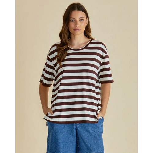Betty Basics Relax Boxy Tee - Brown Stripe
