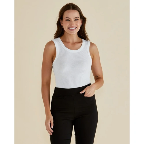Betty Basics Francis Rib Tank - White