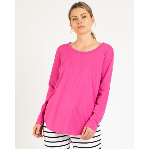 Betty Basics-Megan Long Sleeve Top-Fuchsia