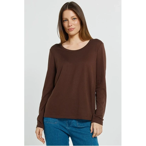 Betty Basics Westin Blended Wool Tee - Chocolate