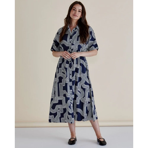 Betty Basics Skye Dress - Navy Geo
