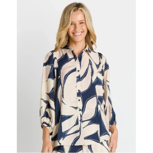 Betty Basics Nova Shirt - Navy Floral Print