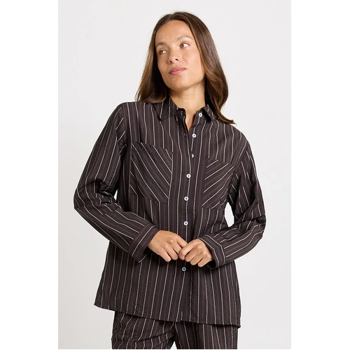 Betty Basics Sorrento Shirt - Brown Stripe