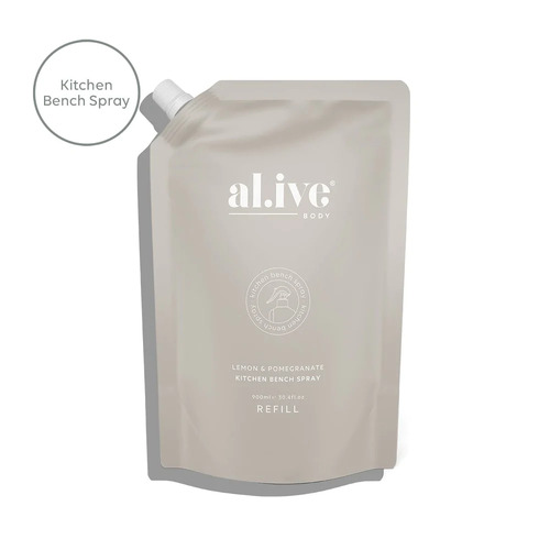 Al.ive Body Kitchen Bench Spray Refill 900ml - Lemon & Pomegranate