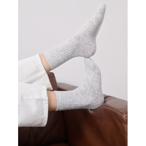 Angels Whisper Angels Rib Wool Blend Socks - Light Grey