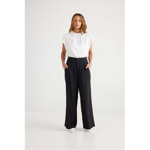 Brave+True Dana Pant with White Stitching - Black