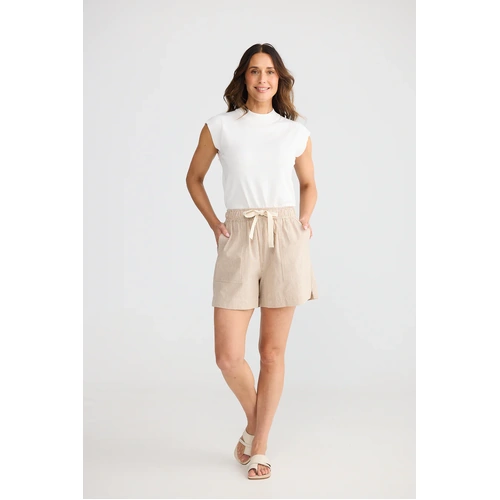 Brave+True Bobbi Short - Latte Pinstripe