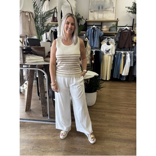 Brave+True Amba Tank - Ecru with Bisque Stripe