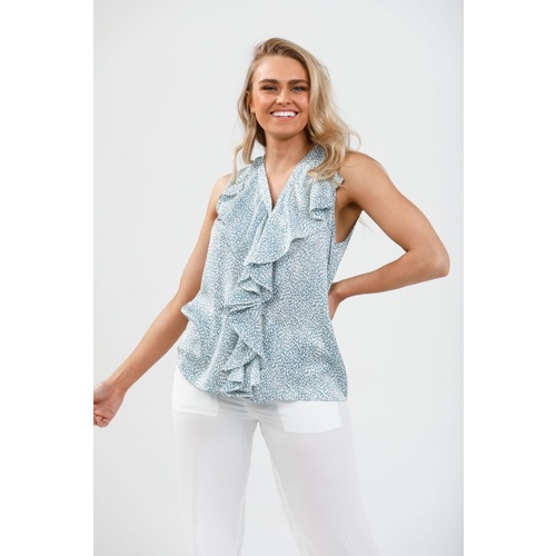Brave+True-Cascade Sleeveless Shirt-Cloud Nine Blue
