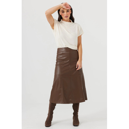 Brave+True Marix Midi Skirt - Chocolate