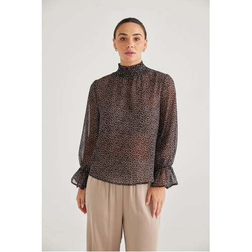Brave+True Dakota Top - Black Taupe Spot