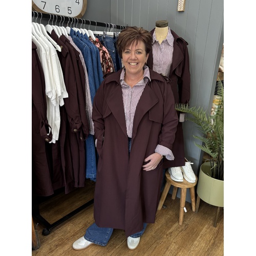 Fria Trench Coat - Burgundy [Size: 10]