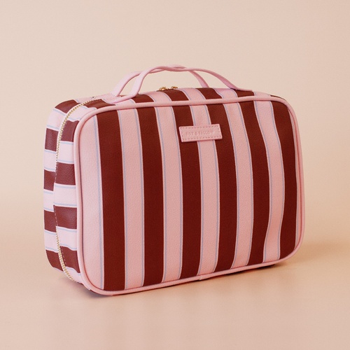 Fox & Fallow Burgundy Stripe Cosmetic Bag