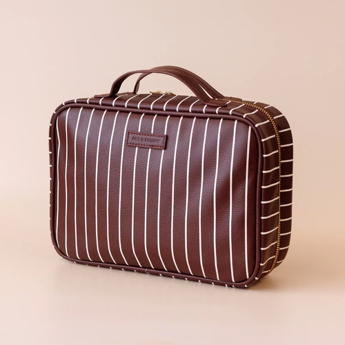 Fox & Fallow Merlot Pinstripe Cosmetic Bag