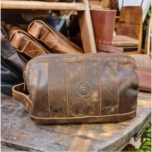 Indepal Leather Toiletry Bag - Crazy Horse Brown