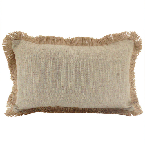 NF Living Linen Fringe Cushion 30x50 - Latte