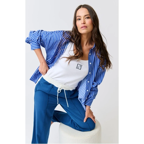 Cartel & Willow Tammy Shirt - Cobalt Stripe