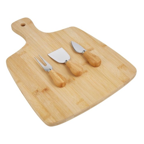 Davis & Waddell Bamboo Cheese Paddle with Set of 3 Knives