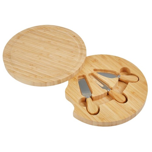 David & Waddell Bamboo Cheese Board with set 3 Knives